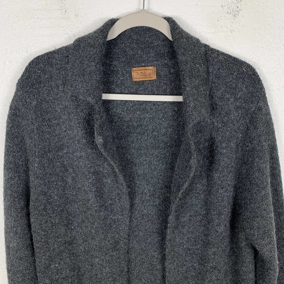 POL by Anthropologie Long rabbit hair Blend Cardigan Gray Womens Small Lagenlook - Picture 2 of 9